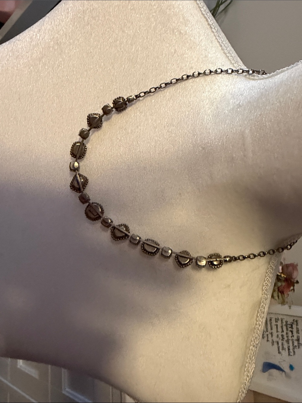 Sorrelli Iridescent Blue and Gray Crystal Station Necklace - Picture 9 of 11